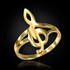 Gold G-Clef Treble Music Note Ring