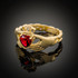 Gold Celtic Band Ruby Red CZ Claddagh Ring