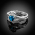 White Gold Celtic Band Blue Topaz CZ Claddagh Ring