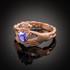 Rose Gold Celtic Band Amethyst CZ Claddagh Ring