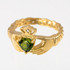 Gold Celtic Band Peridot CZ Claddagh Ring