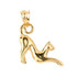 Solid Gold Stretching Cat Pendant Necklace