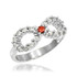 white gold garnet cz infinity ring