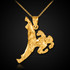 Female Karate Gold Sports Pendant Necklace