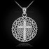 White Gold Filigree Heart Cross Diamond Pendant Necklace