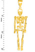 Diamond-Cut Gold 3D Skeleton Dangle Pendant