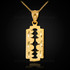Gold Razor Blade Pendant Necklace