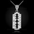 White Gold Razor Blade Pendant Necklace
