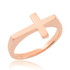 Solid Rose Gold Flat Top Sideways Cross Ring