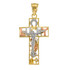 Multi-Tone Gold Universal Lucky Crucifix Cross CZ Pendant