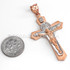 Two-Tone Rose Gold Holy Trinity Crucifix Cross CZ Pendant