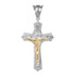 White Gold Two-Tone Holy Trinity Crucifix Cross CZ Pendant