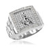 White Gold Masonic Square CZ Mens Watchband Ring
