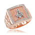 Rose Gold Masonic Square CZ Mens Watchband Ring