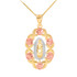 Tri Color Gold Lady Guadalupe Pendant Necklace