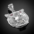 White Gold Tiger Head Red CZ PendantGol
