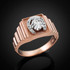 Rose Gold Lucky Horseshoe Square Mens Ring
