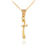 Gold Scimitar Knife Charm Necklace