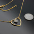 14K Polished Gold Open Heart Diamond Pave Heart Enclosure Necklace