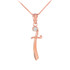 Rose Gold Scimitar CZ Pendant Necklace