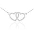14K White Gold Diamond Studded Double Heart Necklace