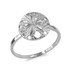 Dainty White Gold Sand Dollar Ladies Ring