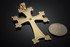 Mens Gold Armenian Apostolic Cross Diamond Solitaire Pendant