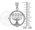 White Gold Shabbat Menorah Diamond Pendant Necklace