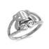 White Gold Teddy Bear Ladies Ring
