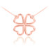 14K Rose Gold Four-Leaf Heart Clover Necklace