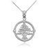 White Gold Cedar Tree of Lebanon Diamond Pendant Necklace