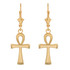 14K Gold Egyptian Ankh Cross Earrings