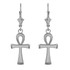 14K White Gold Egyptian Ankh Cross Earrings
