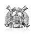 White Gold Skull and Bones Mens Biker Ring