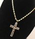 Tri-Tone Gold CZ Crucifix Pendant