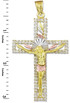 Tri-Tone Gold CZ Crucifix Pendant