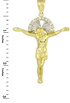 Two-Tone Gold Crucifix CZ Pendant
