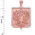 Solid Rose Gold Russian Federation Coat of Arms Badge Pendant