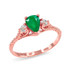 Rose Gold Rope Band Emerald White Topaz Stackable Promise Ring