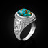 White Gold Om Ring.
Men's Gold Turquoise Ring.