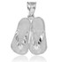 White Gold Flip Flops 3D Charm Pendant