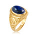 Gold Lapis Lazuli Om Ring