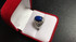 White Gold Om (Aum) Mantra Oval Lapis Lazuli Yoga Ring