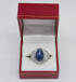 White Gold Jerusalem Cross Lapis Lazuli Gemstone Statement Ring