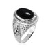 White Gold Masonic Onyx Gemstone Statement Ring