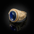 Yellow Gold Masonic Lapis Lazuli Gemstone Statement Ring