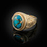 Yellow Gold Masonic Blue Copper Turquoise Statement Ring