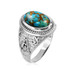 White Gold Masonic Blue Copper Turquoise Statement Ring