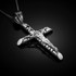 White Gold Crucifix Tube Cross Pendant Necklace