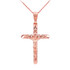 Rose Gold Crucifix Tube Cross Pendant Necklace
